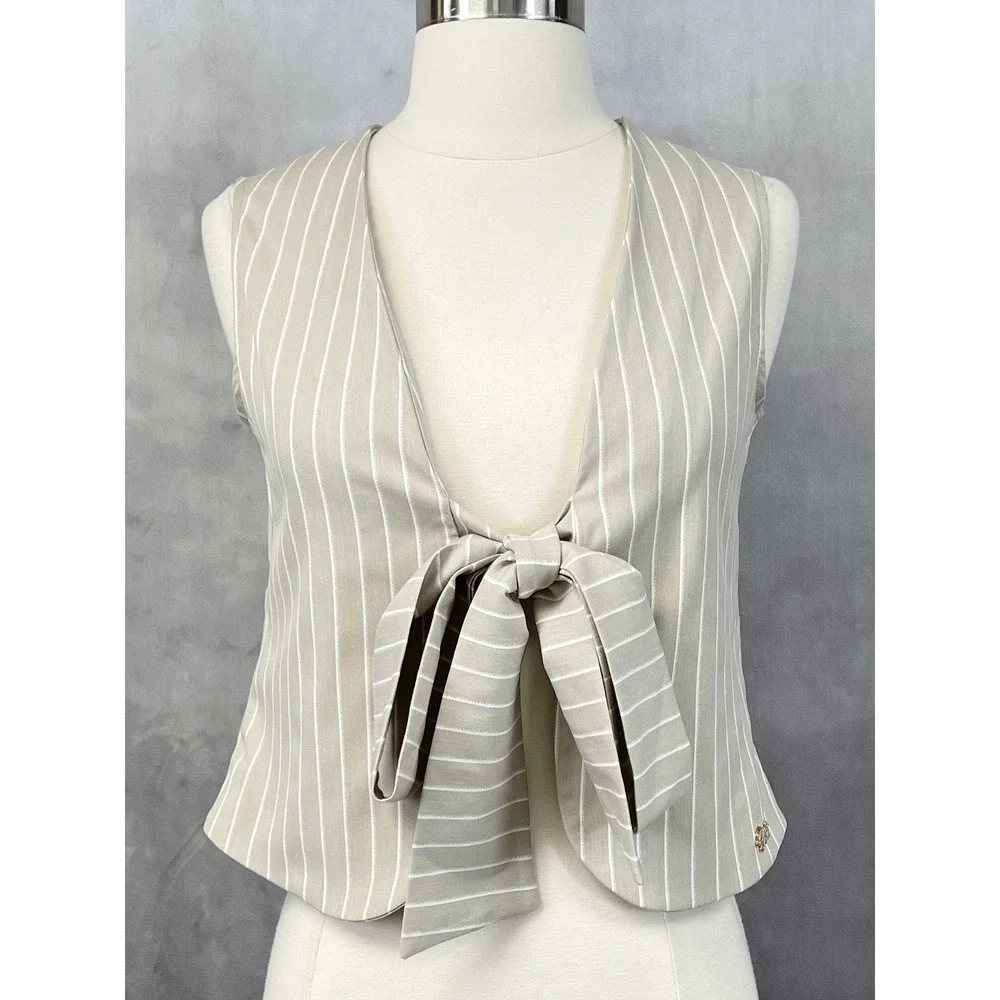FUN&FUN Vest Waistcoat Top Girls 16 Womens XS/S‎ Tie Front Sophisticated Chic